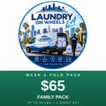 Family Pack $65 - Wash & Fold up to 30 lbs plus sheet set