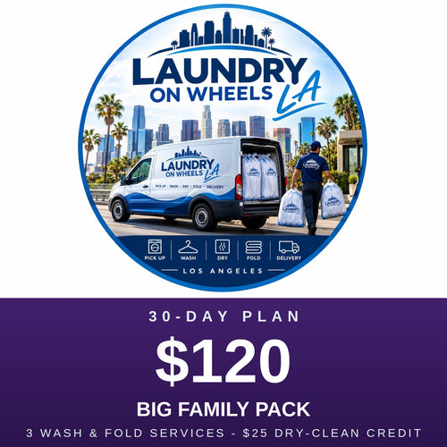 Big Family Pack - $120 for 30 days, 3 wash & fold services
