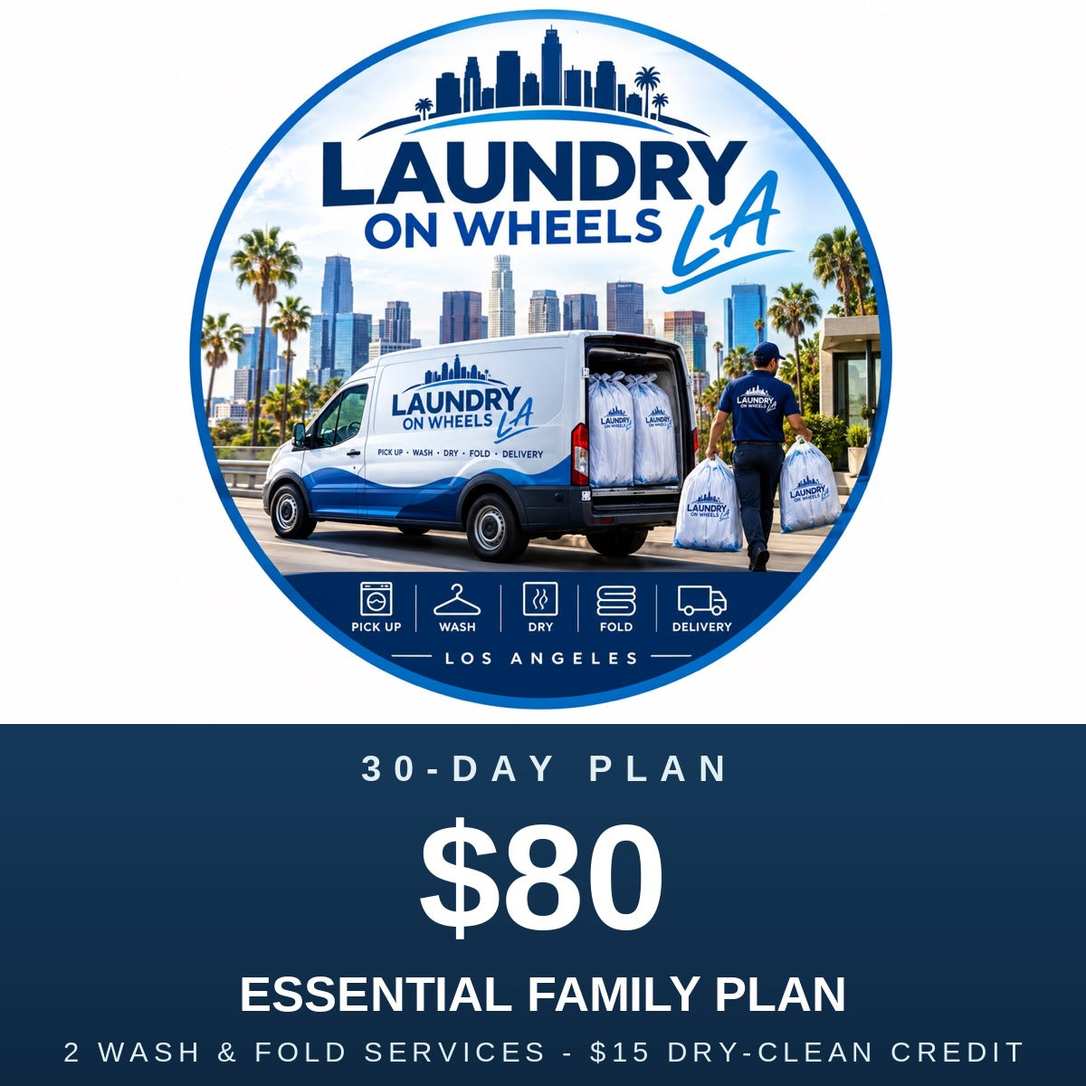 Essential Family Plan - $80 for 30 days, 2 wash & fold services
